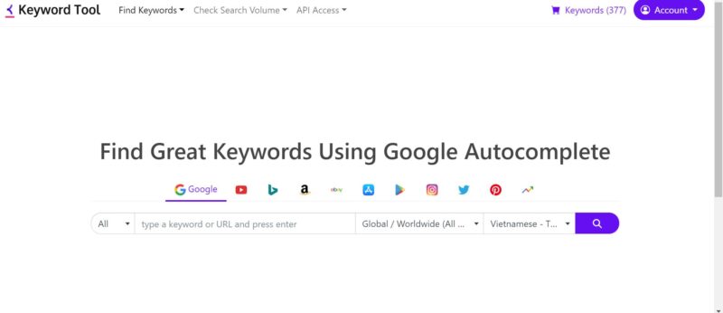 KeywordTool thiết kế web Halo Media